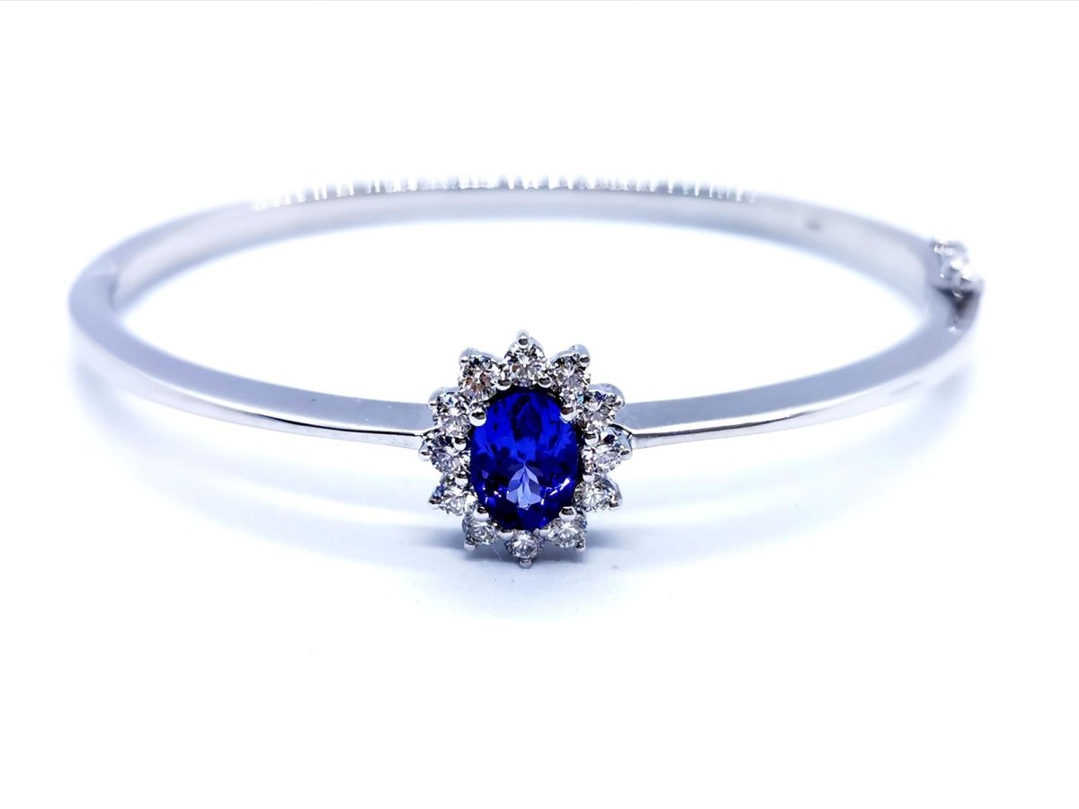 Bracelet Jonc en or blanc et tanzanite - Castafiore