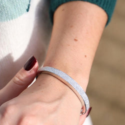 Bracelet Jonc en or blanc pavé iamant - Castafiore