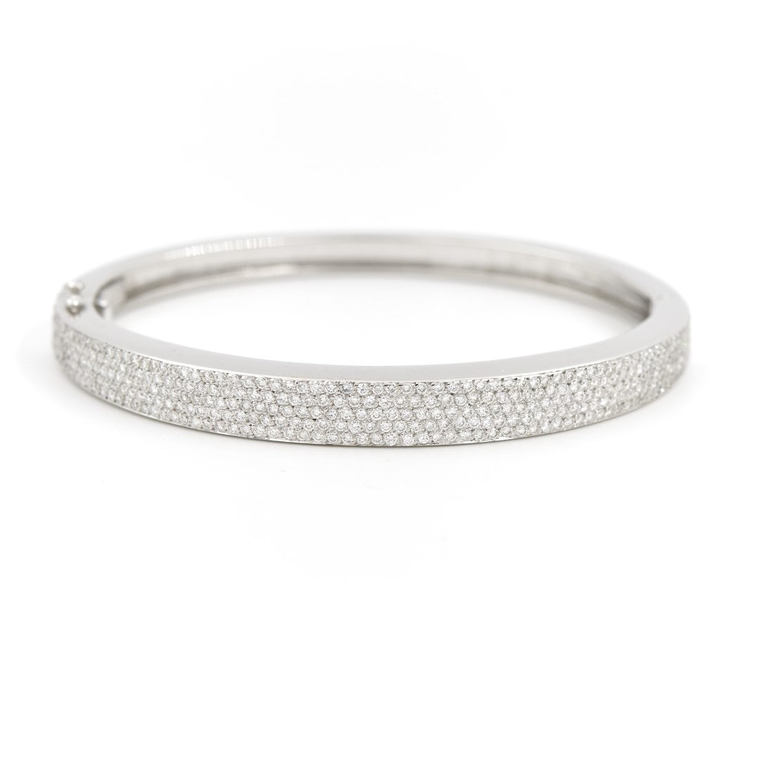 Bracelet Jonc en or blanc pavé iamant - Castafiore