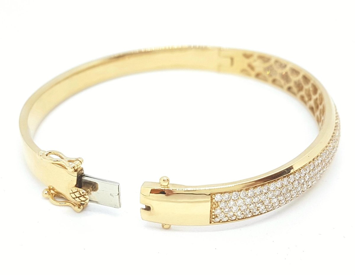 Bracelet Jonc en or jaune pavé diamants - Castafiore