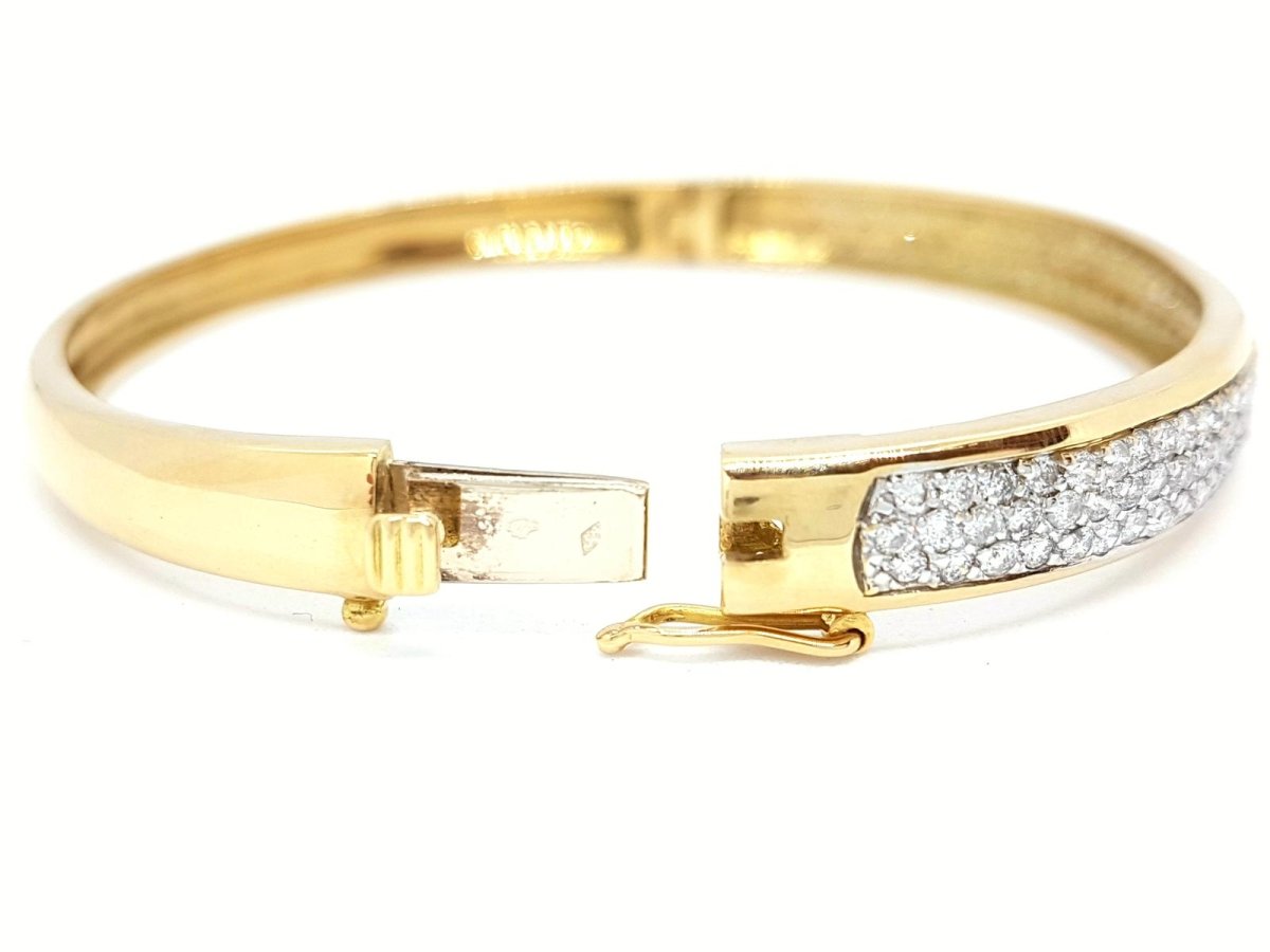 Bracelet Jonc en or jaune pavé diamants - Castafiore