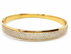 Bracelet Jonc en or jaune pavé diamants - Castafiore