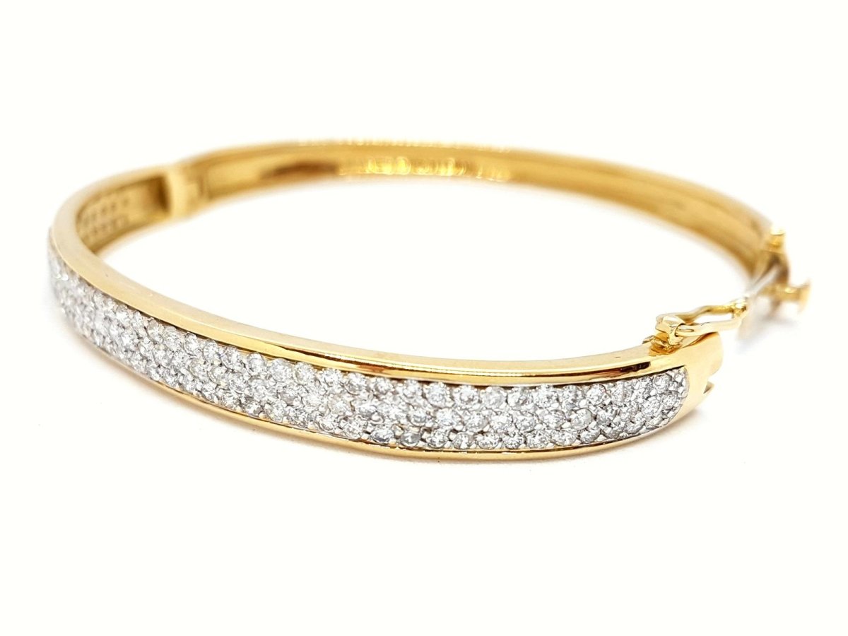 Bracelet Jonc en or jaune pavé diamants - Castafiore