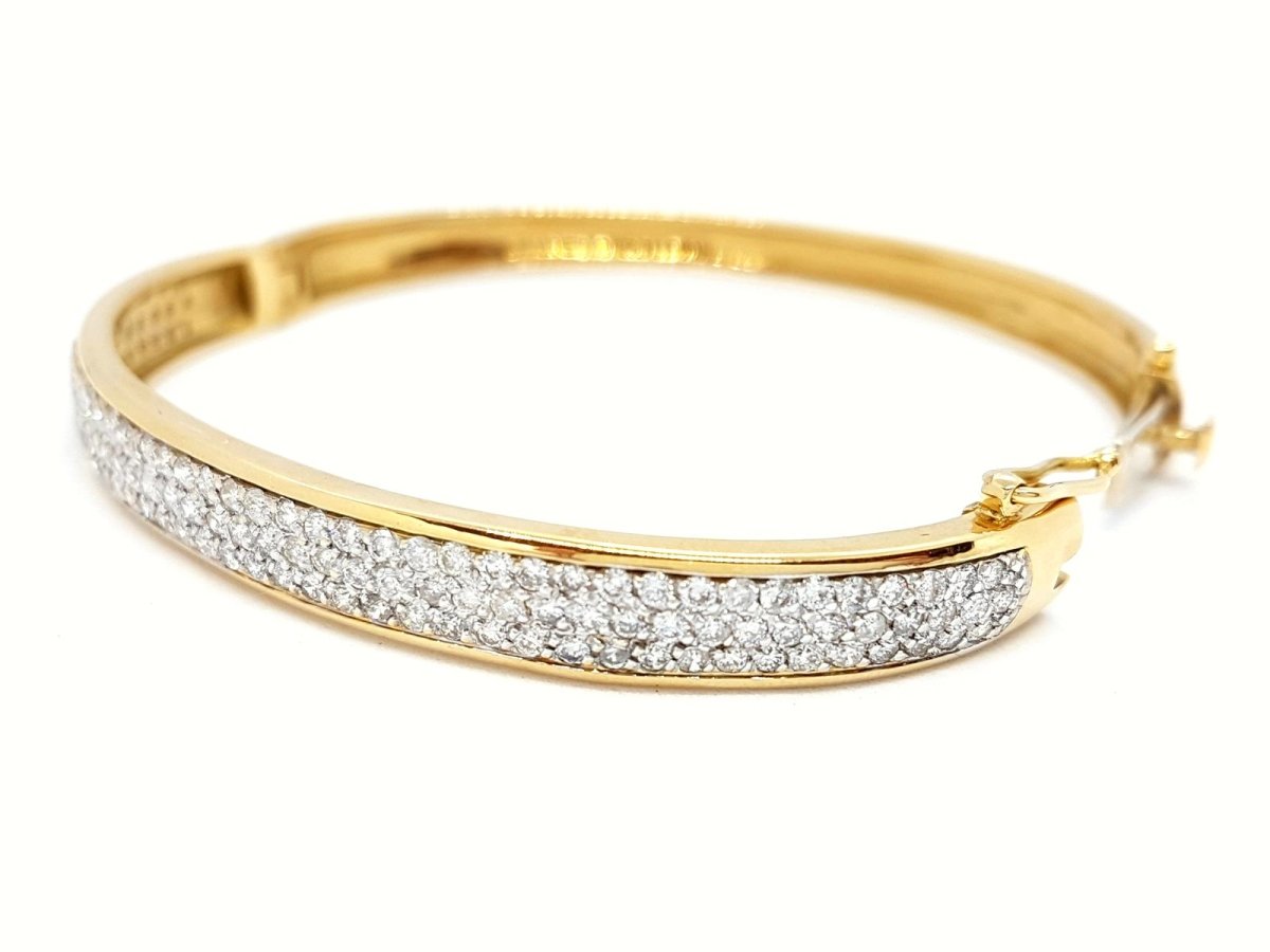 Bracelet Jonc en or jaune pavé diamants - Castafiore