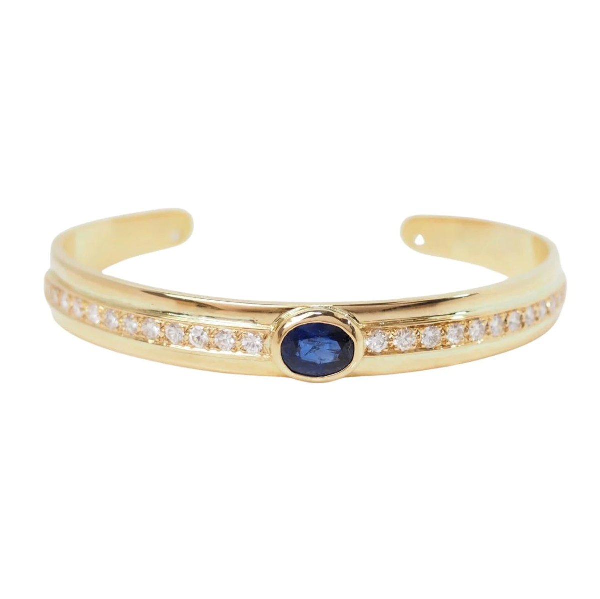 Bracelet Jonc en or jaune, saphir et diamants - Castafiore
