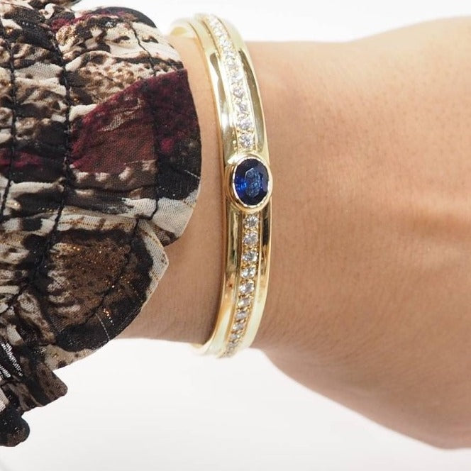 Bracelet Jonc en or jaune, saphir et diamants – Castafiore