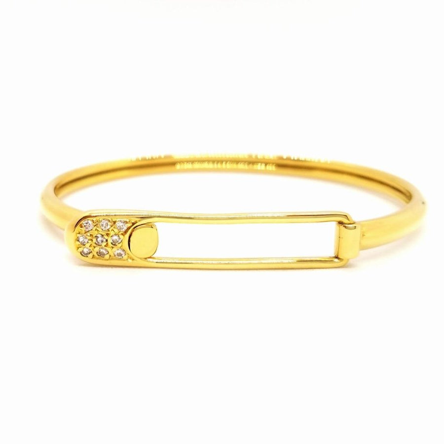 Bracelet Jonc épingle en or jaune et diamant - Castafiore