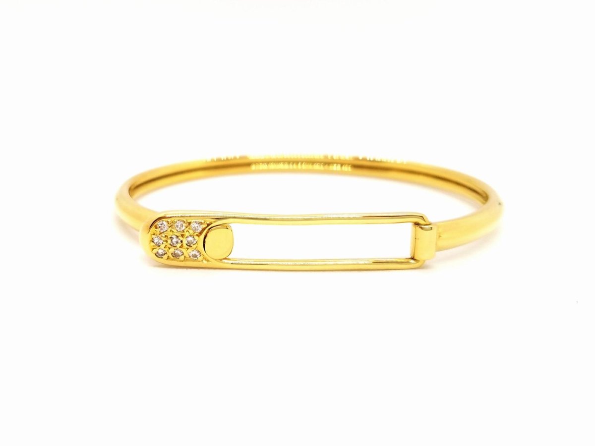 Bracelet Jonc épingle en or jaune et diamant - Castafiore