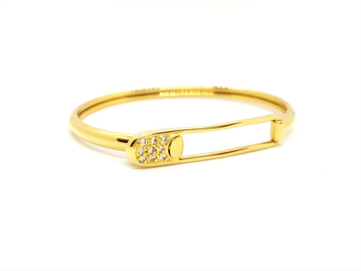 Bracelet Jonc épingle en or jaune et diamant - Castafiore