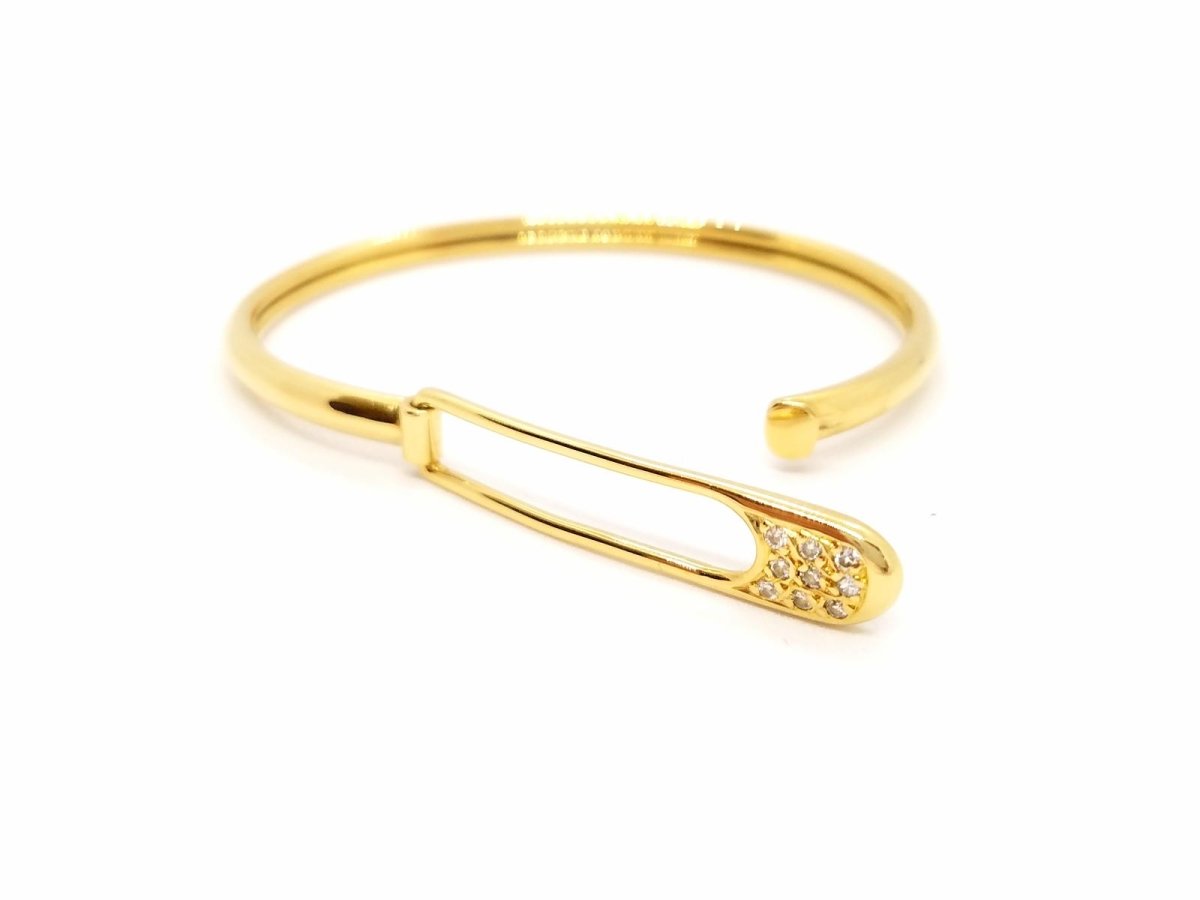 Bracelet Jonc épingle en or jaune et diamant - Castafiore