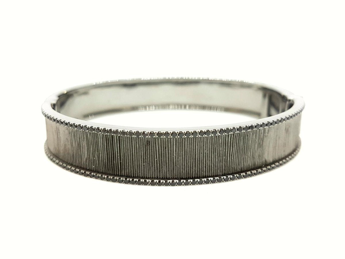 Bracelet Jonc ETERNAMÉ "Lunaria", en or noir et spinelle - Castafiore