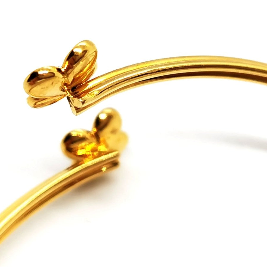 Bracelet Jonc fleur en or jaune et diamants - Castafiore