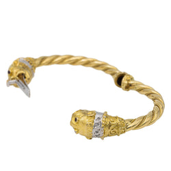 Bracelet Jonc Lions en or jaune et diamants - Castafiore