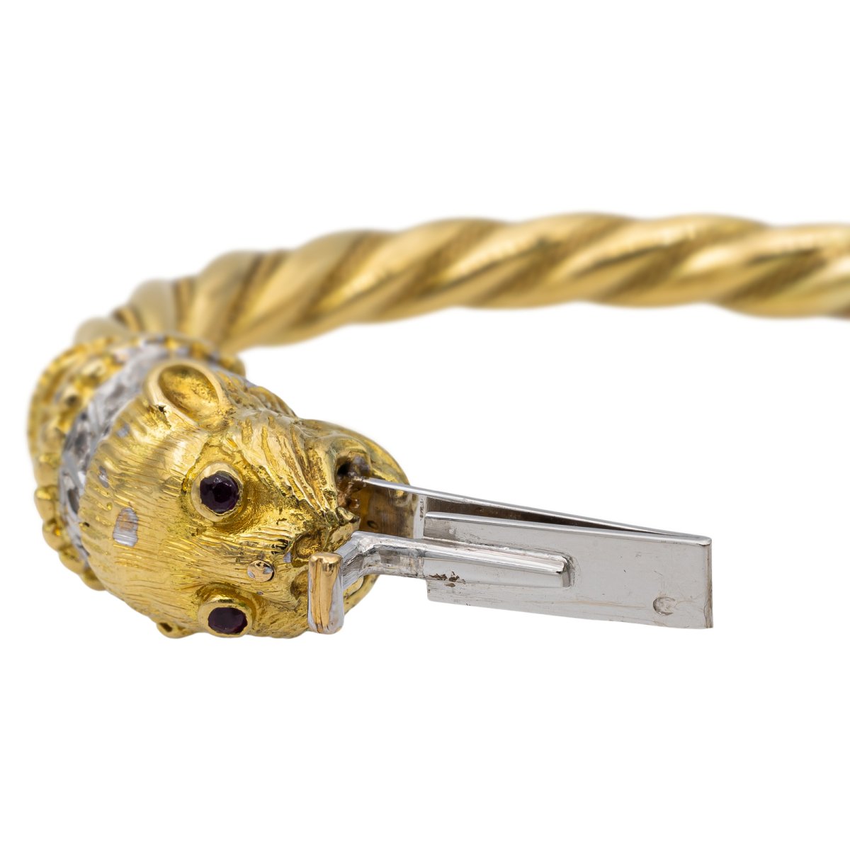Bracelet Jonc Lions en or jaune et diamants - Castafiore
