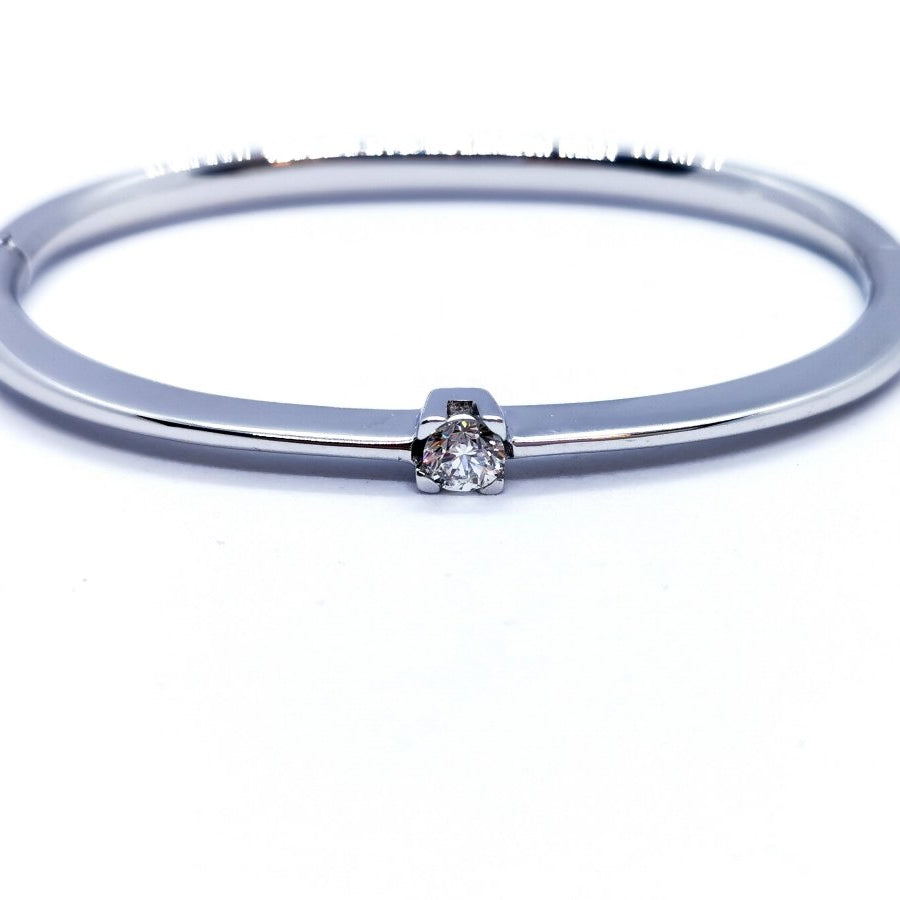 Bracelet Jonc Or blanc Diamant - Castafiore