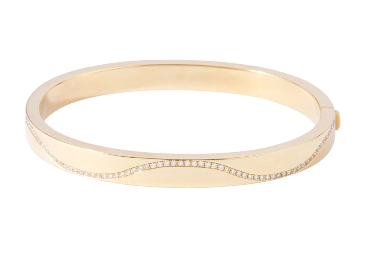Bracelet jonc ouvrant or jaune et diamant - Castafiore