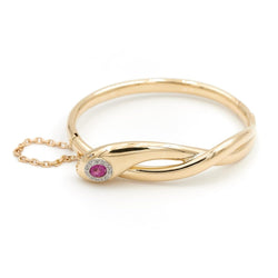 Bracelet Jonc serpent en 2 ors, rubis et diamants - Castafiore