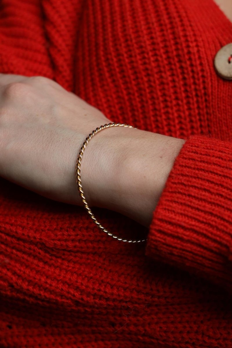 Bracelet Jonc torsadé en or jaune - Castafiore