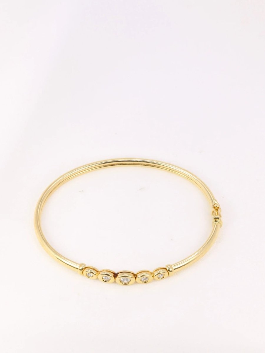 Bracelet jonc vintage en or souple et diamants - Castafiore