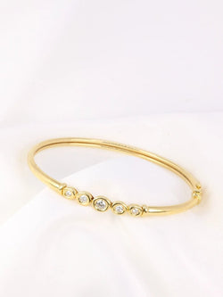 Bracelet jonc vintage en or souple et diamants - Castafiore