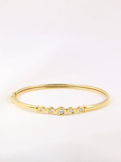 Bracelet jonc vintage en or souple et diamants - Castafiore