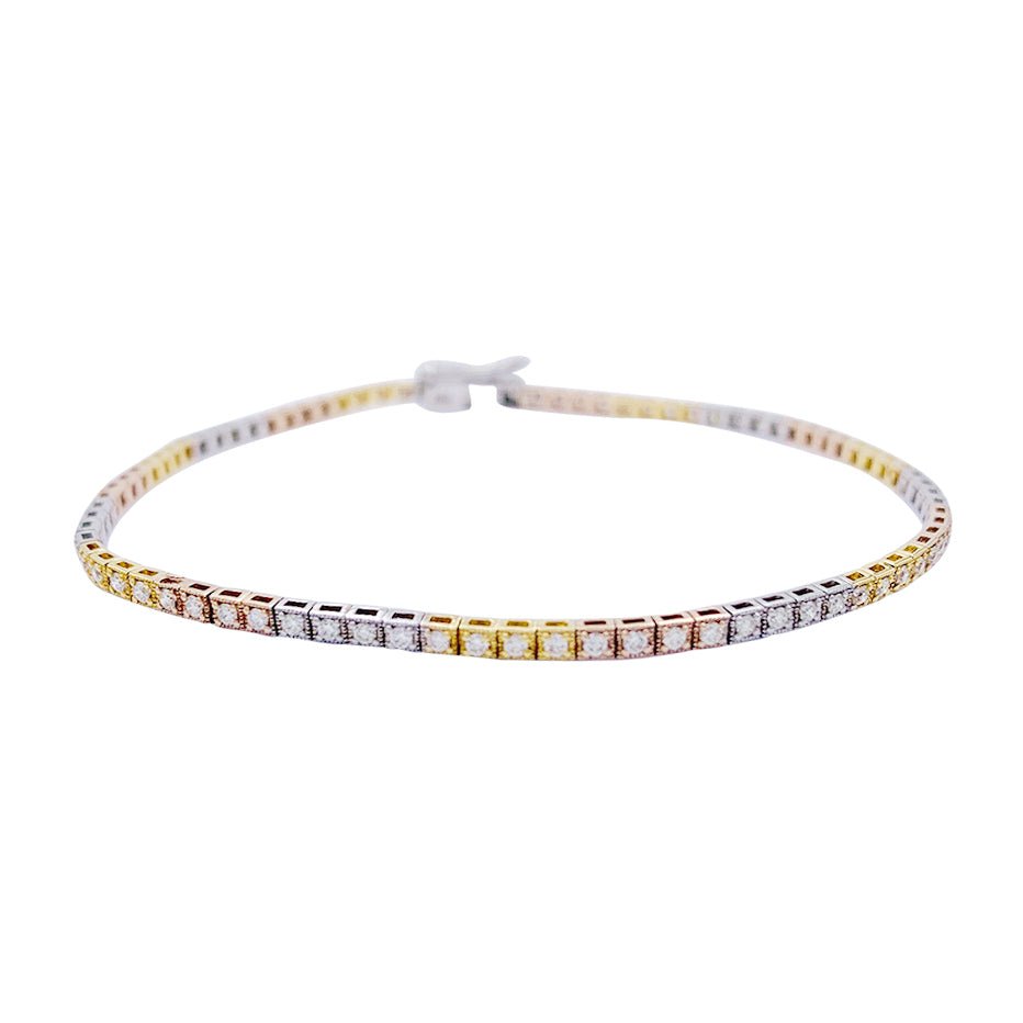 Bracelet ligne diamants, 3 ors - Castafiore