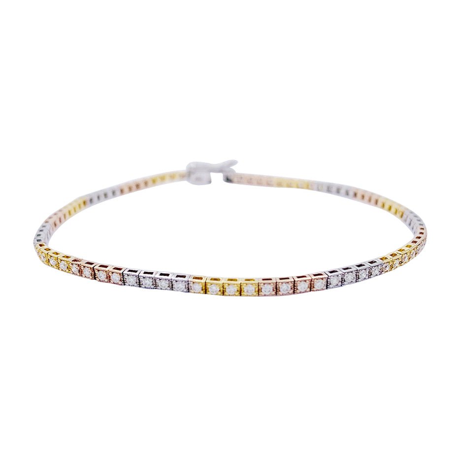 Bracelet ligne diamants, 3 ors - Castafiore