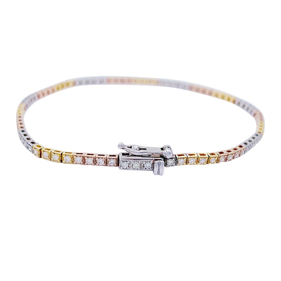 Bracelet ligne diamants, 3 ors - Castafiore