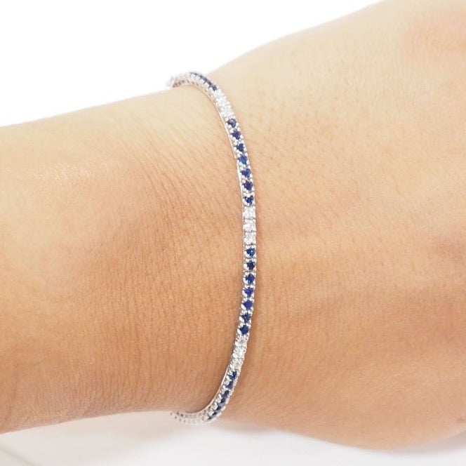 Bracelet Ligne en or blanc saphirs et diamants - Castafiore