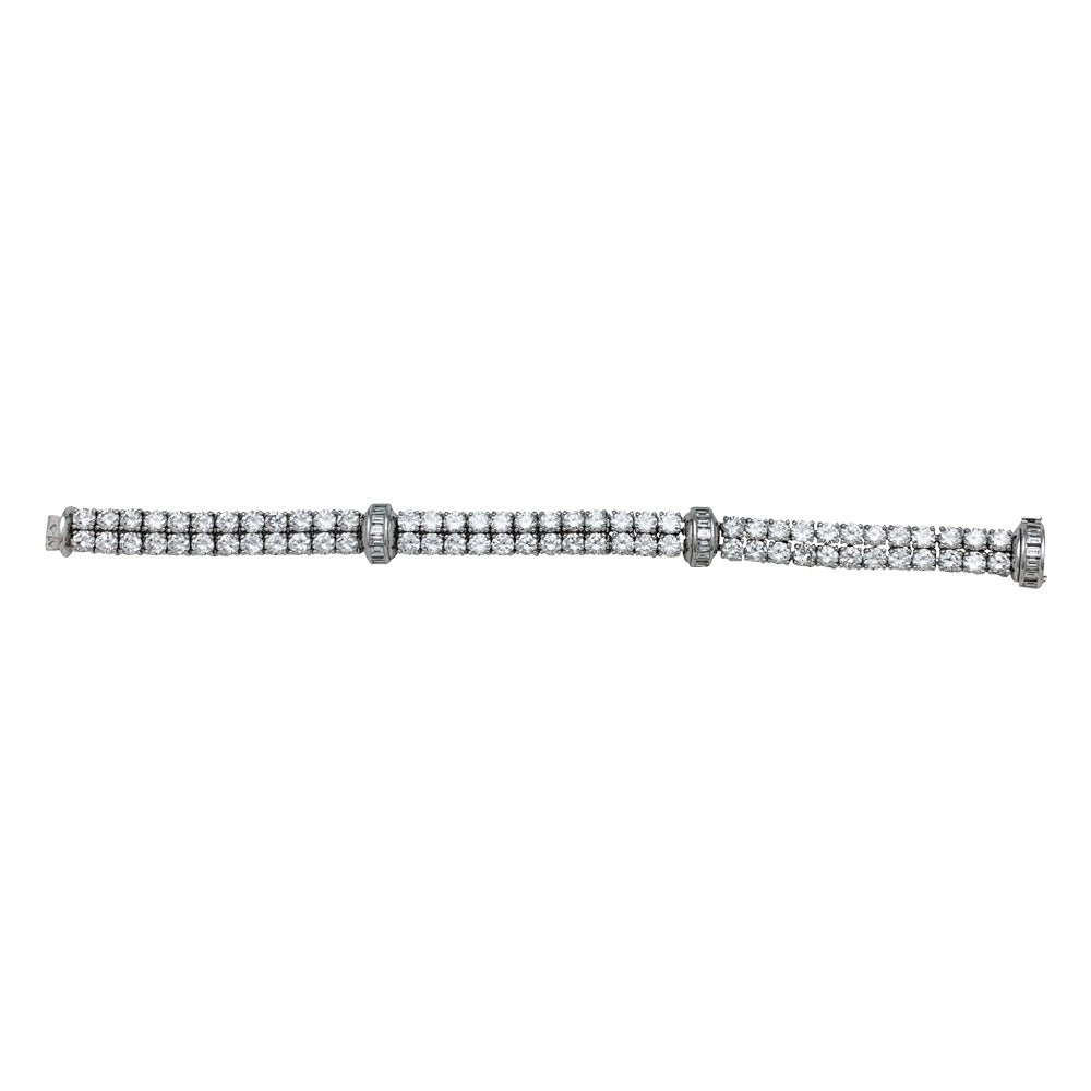 Bracelet lignes CARTIER, modèle "Kalypso"en platine et diamants - Castafiore