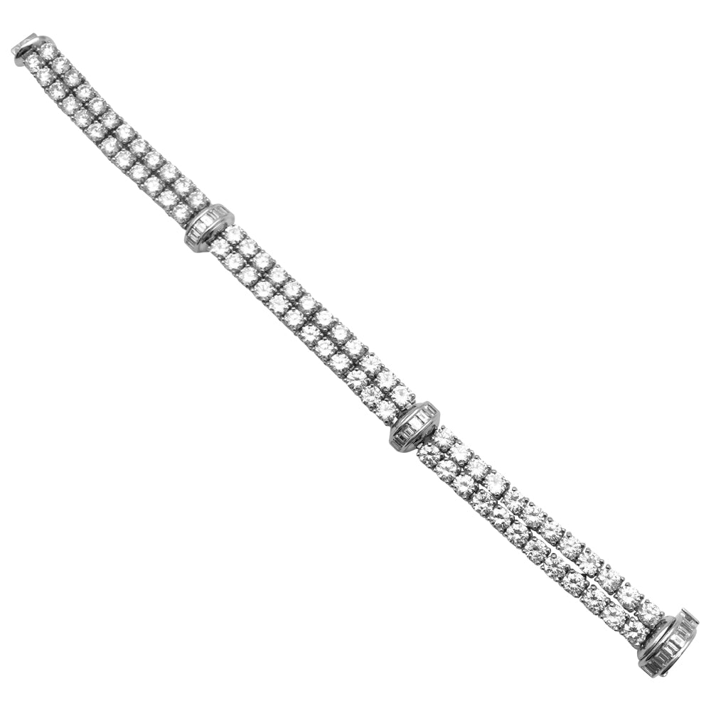 Bracelet lignes CARTIER, modèle "Kalypso"en platine et diamants - Castafiore