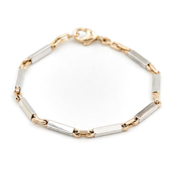 Bracelet Maille alternée en ors jaune et blanc - Castafiore