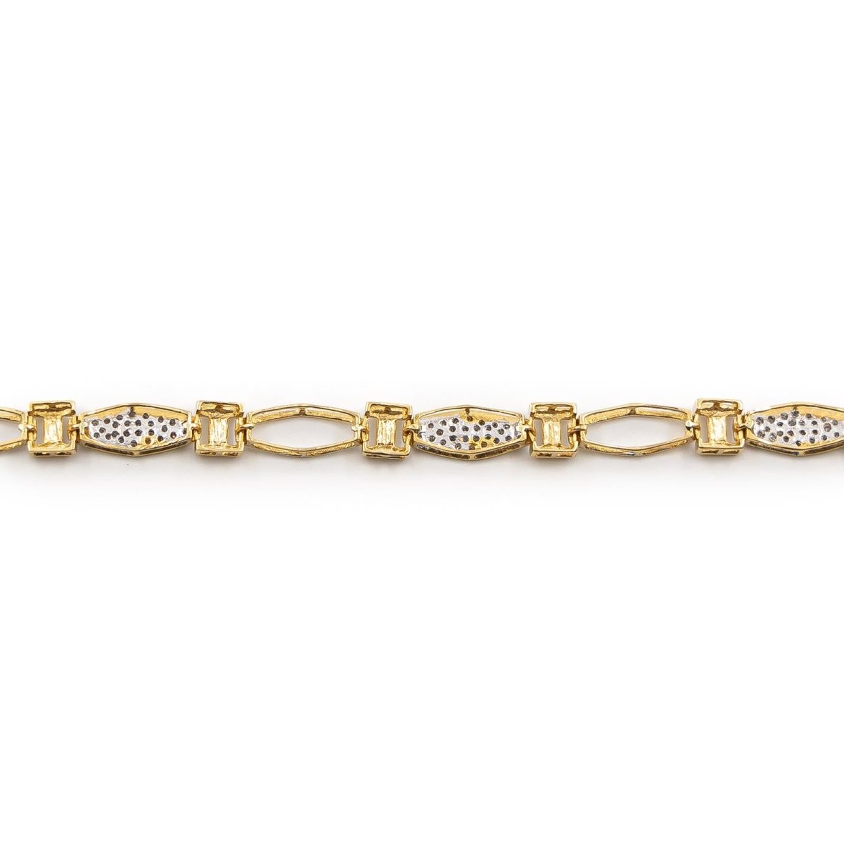 Bracelet Maille alternée or jaune et pavée diamants - Castafiore