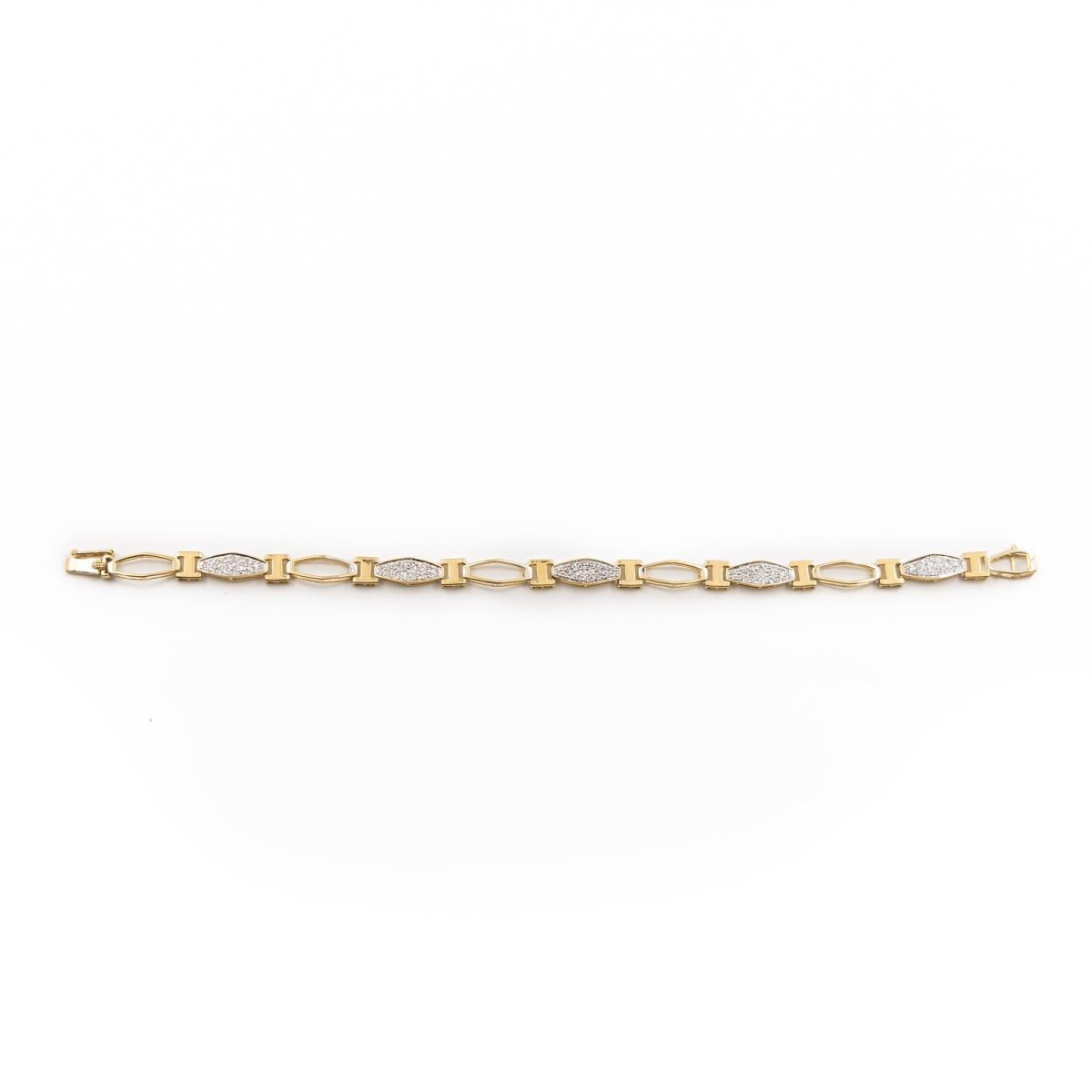 Bracelet Maille alternée or jaune et pavée diamants - Castafiore