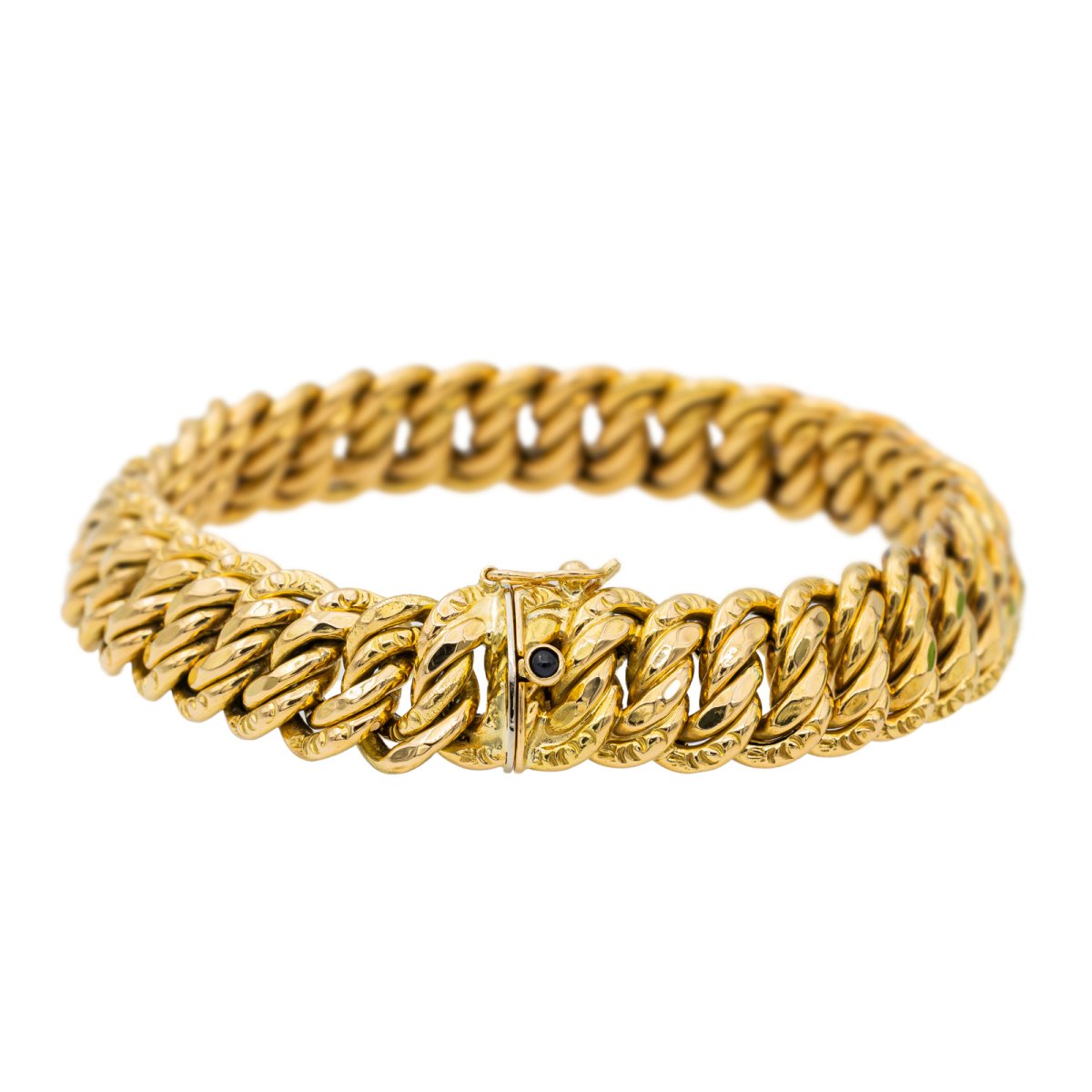 Bracelet Maille américaine en or jaune et saphir - Castafiore