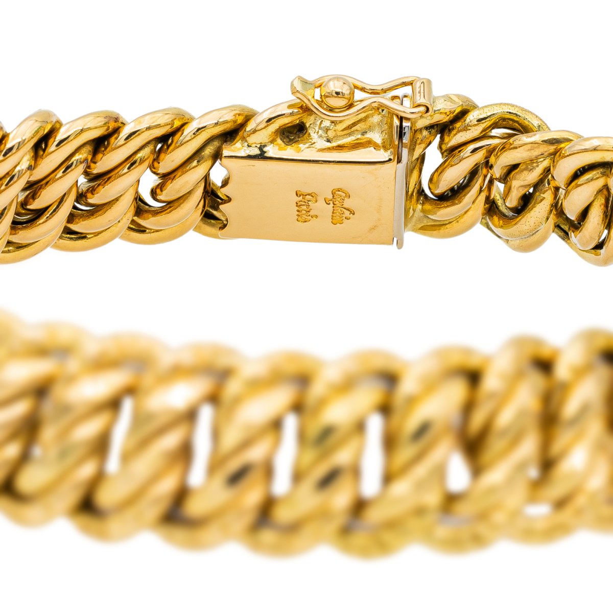Bracelet Maille américaine en or jaune et saphir - Castafiore