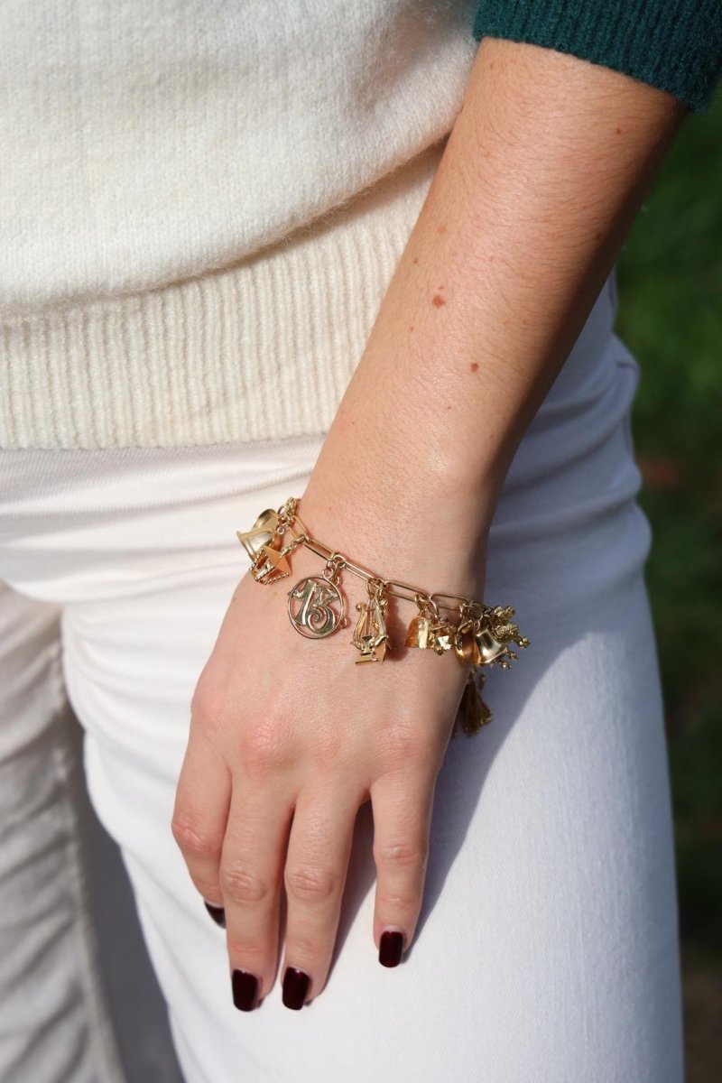 Bracelet Maille cheval et breloques en or jaune - Castafiore