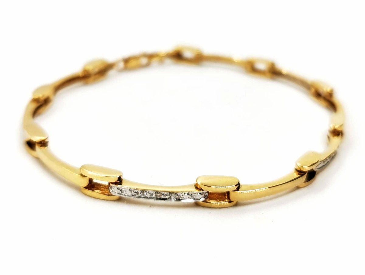Bracelet Maille en or jaune et or blanc serti diamant - Castafiore