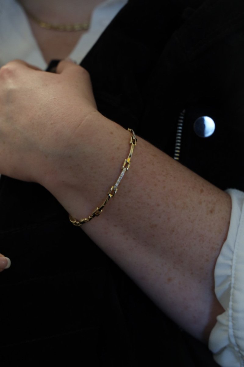Bracelet Maille en or jaune et or blanc serti diamant - Castafiore