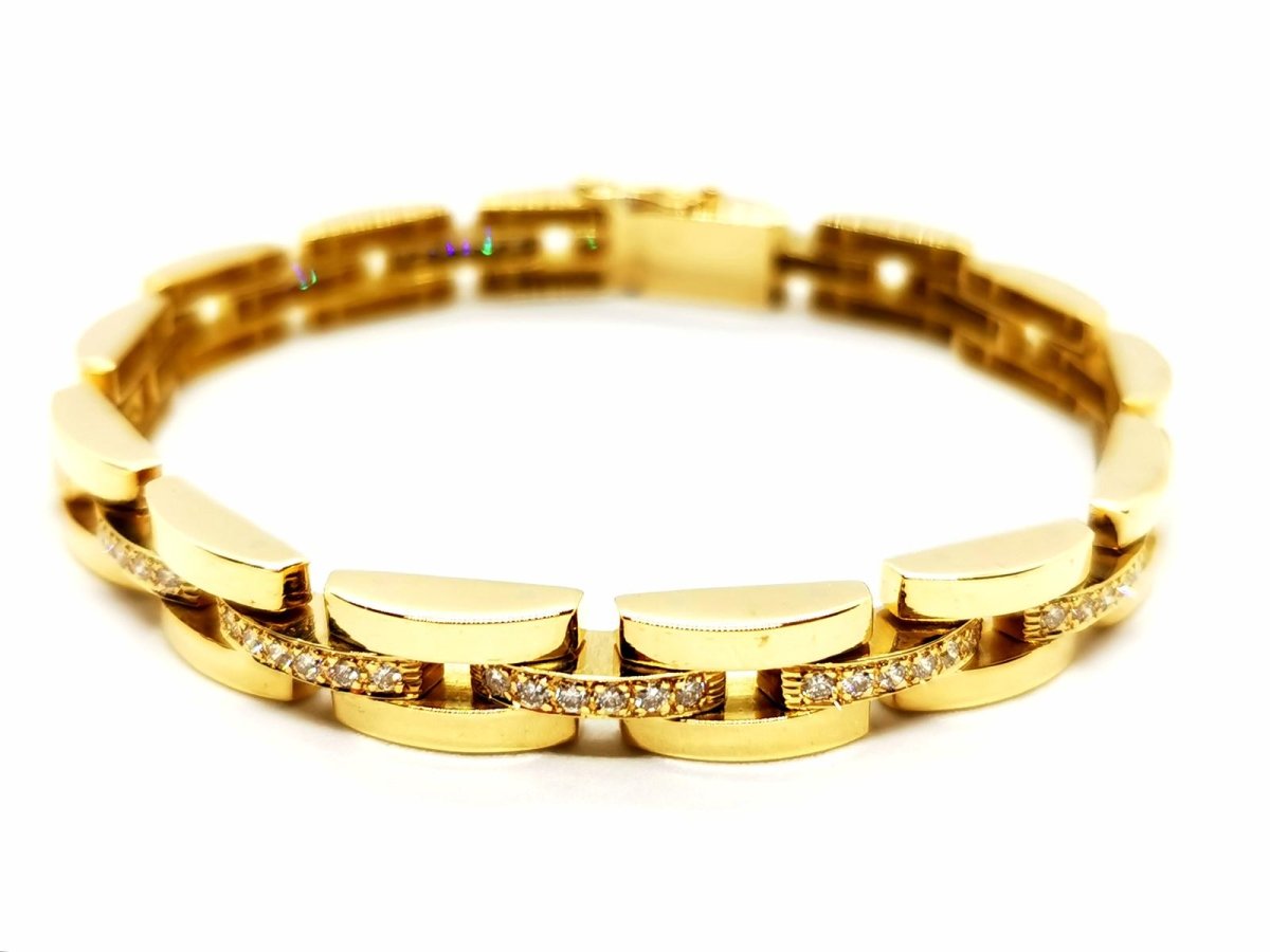 Bracelet Maille en or jaune pavé diamant - Castafiore
