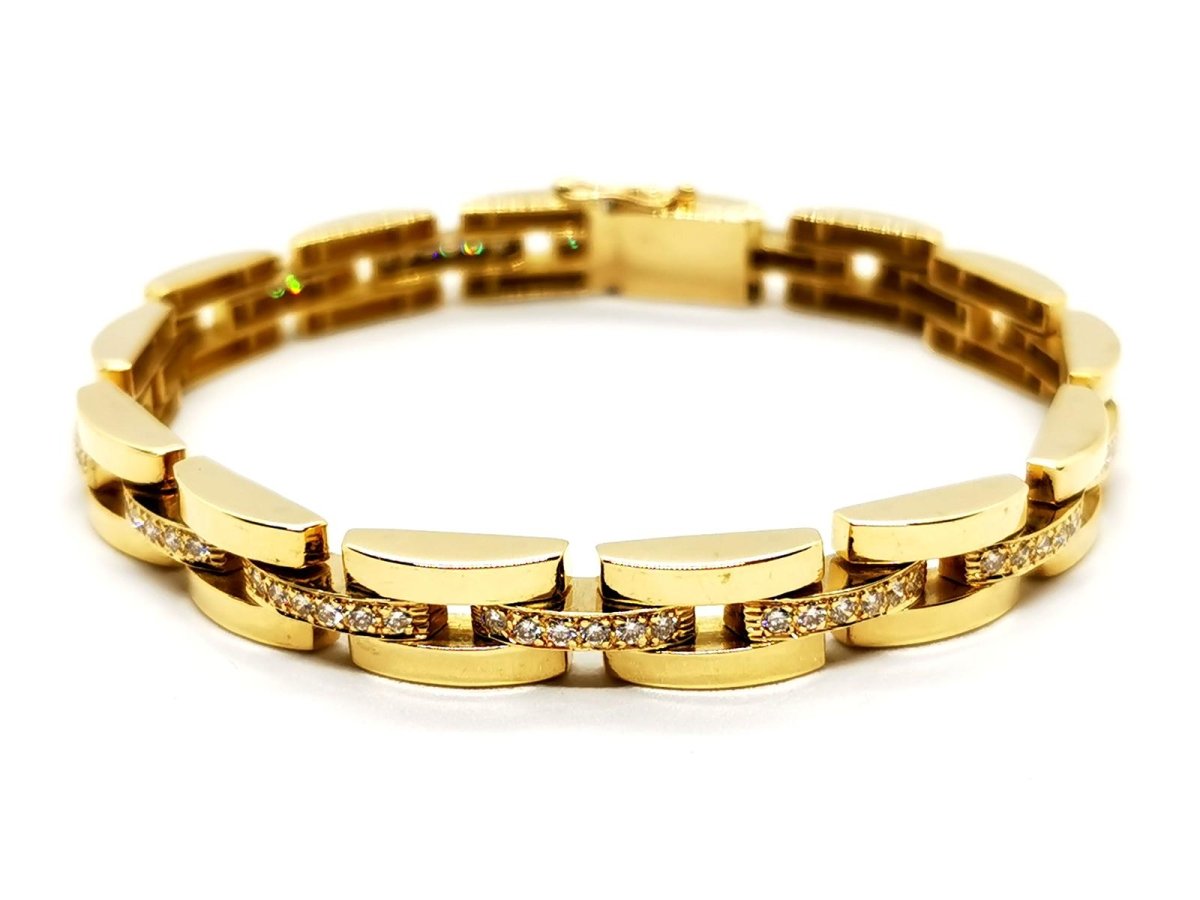 Bracelet Maille en or jaune pavé diamant - Castafiore