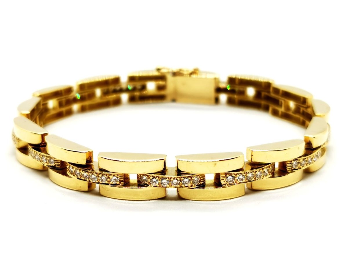 Bracelet Maille en or jaune pavé diamant - Castafiore