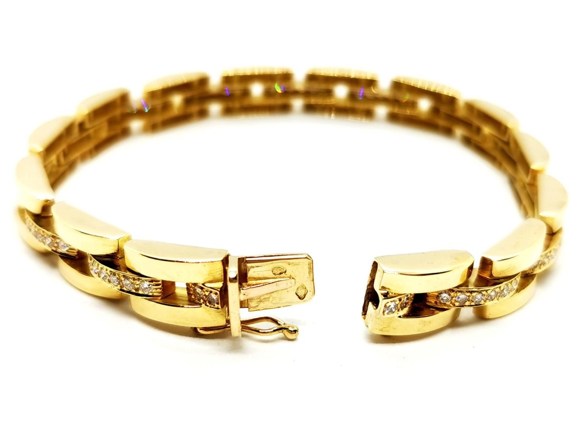 Bracelet Maille en or jaune pavé diamant - Castafiore
