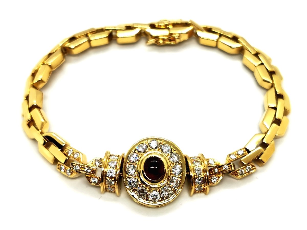 Bracelet Maille en or jaune, rubis et diamants - Castafiore