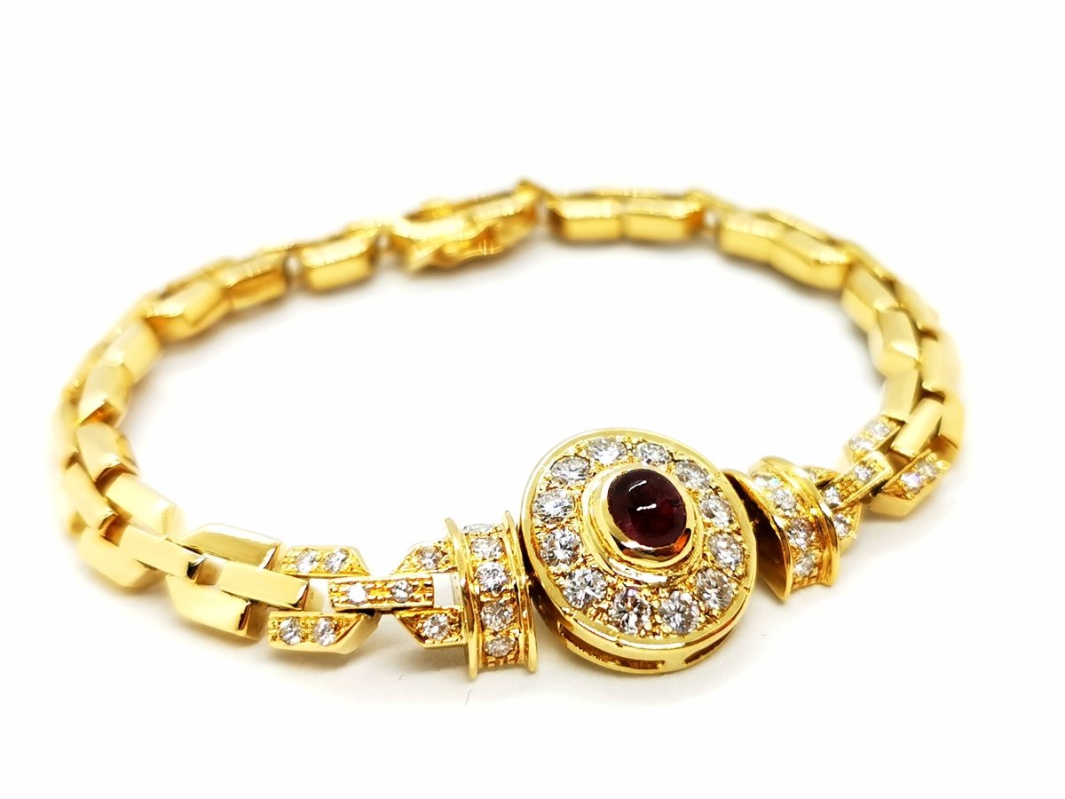 Bracelet Maille en or jaune, rubis et diamants - Castafiore