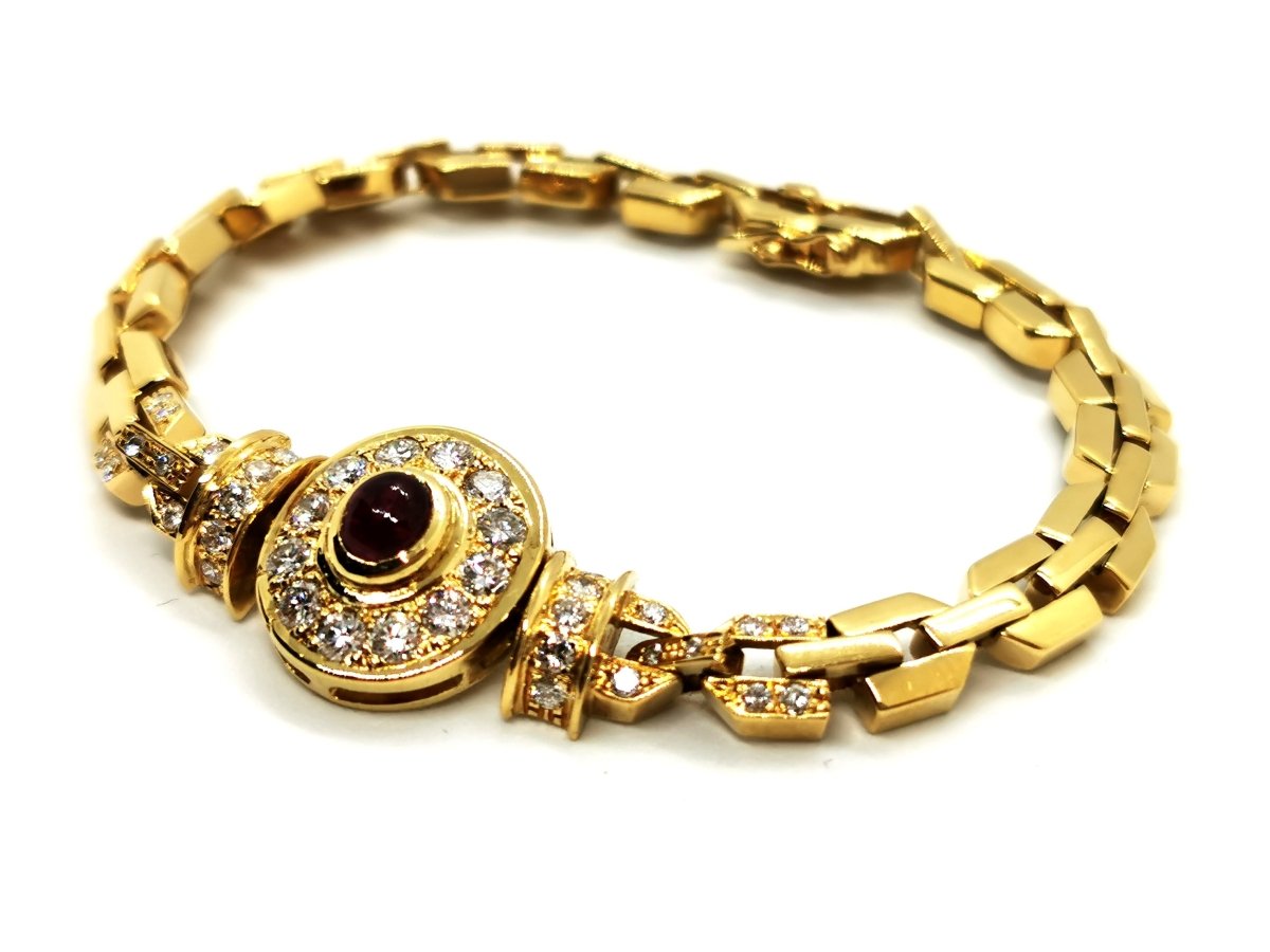 Bracelet Maille en or jaune, rubis et diamants - Castafiore