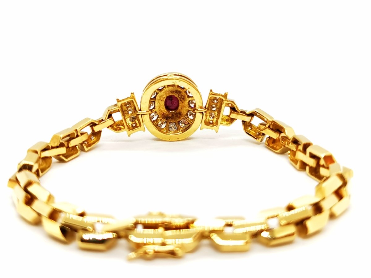 Bracelet Maille en or jaune, rubis et diamants - Castafiore