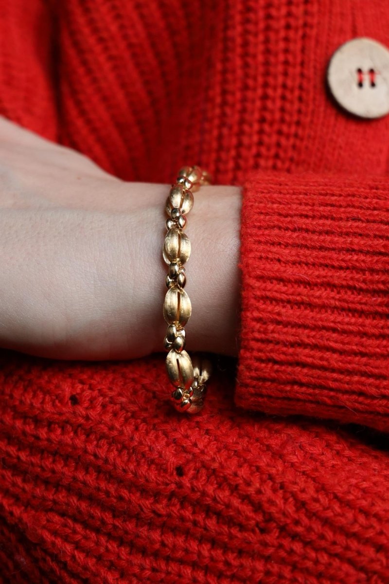 Bracelet Maille fantaisie en or jaune brillant et mat - Castafiore