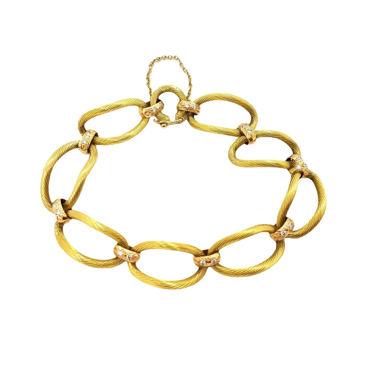 Bracelet Maille ondulé en 2 ors et diamants - Castafiore