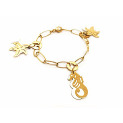 Bracelet Maille ovale Breloques océan en or jaune et nacre - Castafiore